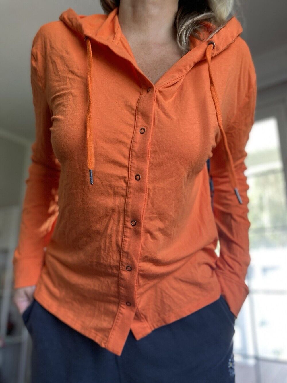 ANATOMIE Luxury Travel Brand Women’s Orange Hoodie Modal Cotton Blend M NWT